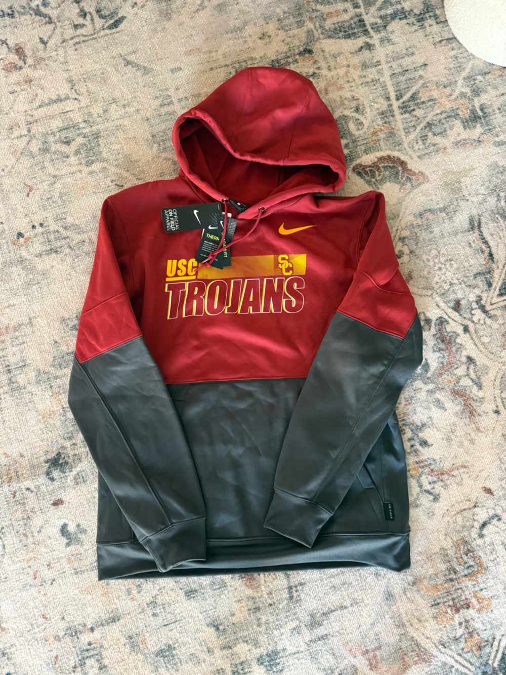Nike Red and Black USC Trojans Pullover Hoodie